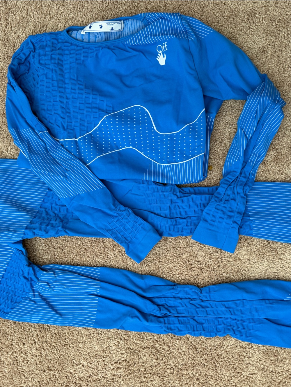 Off white - Bright Blue Athletic Leggings and Top Set